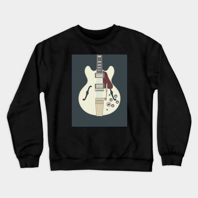 White Vintage Hollow Body Guitar Crewneck Sweatshirt by milhad